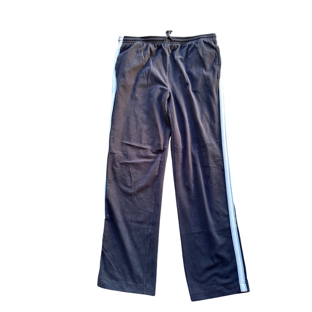 Everlast y2k Medium Black Straight Leg Track Pants Side Stripe Athletic Yoga